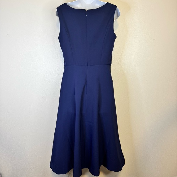 Kay Unger Begonia Ruffled ALine Midi-Dress Navy High Low Dress Sz8 Preppy - Picture 4 of 16